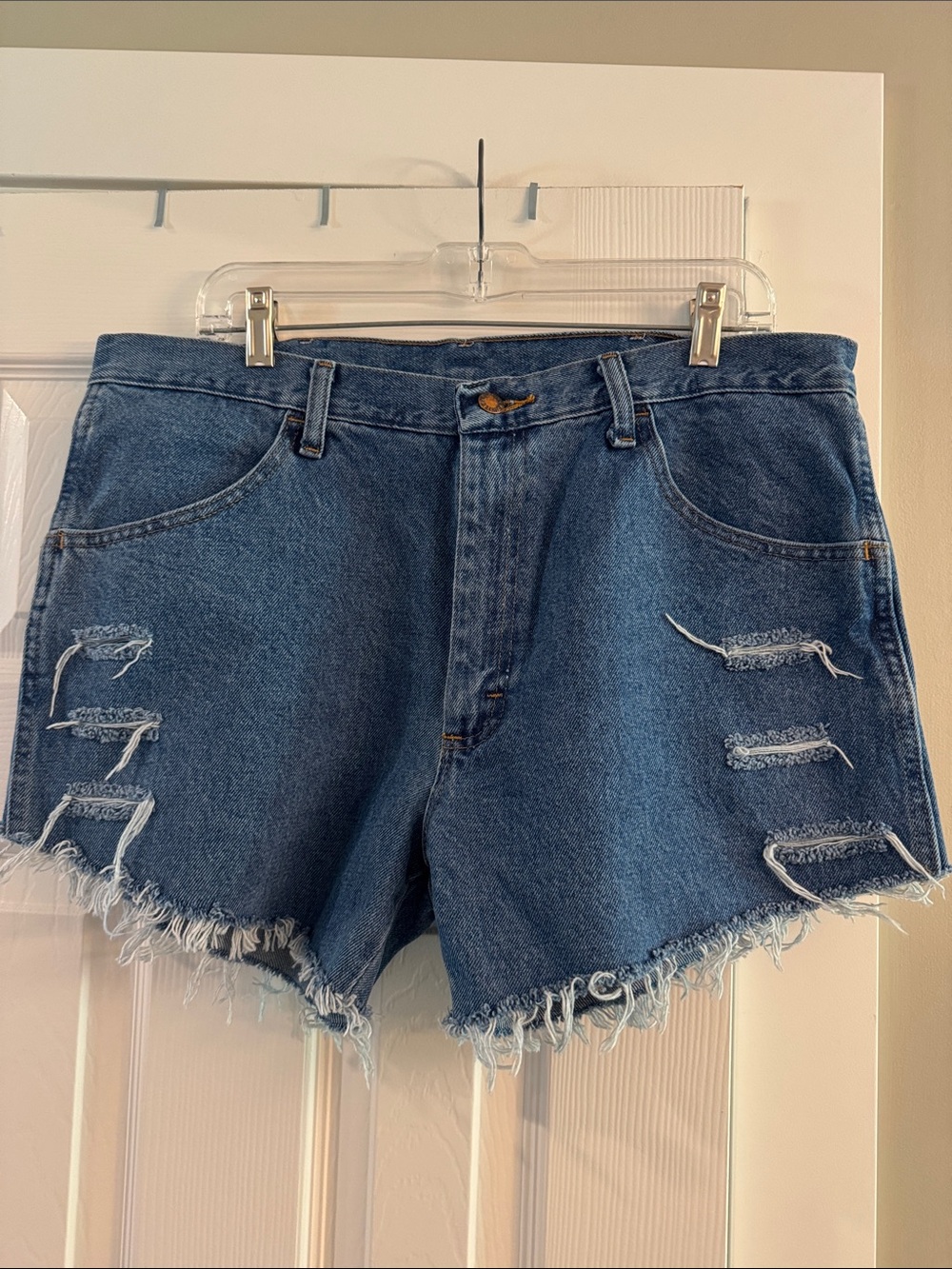 Rustler Distressed Denim Jean Shorts - Blue